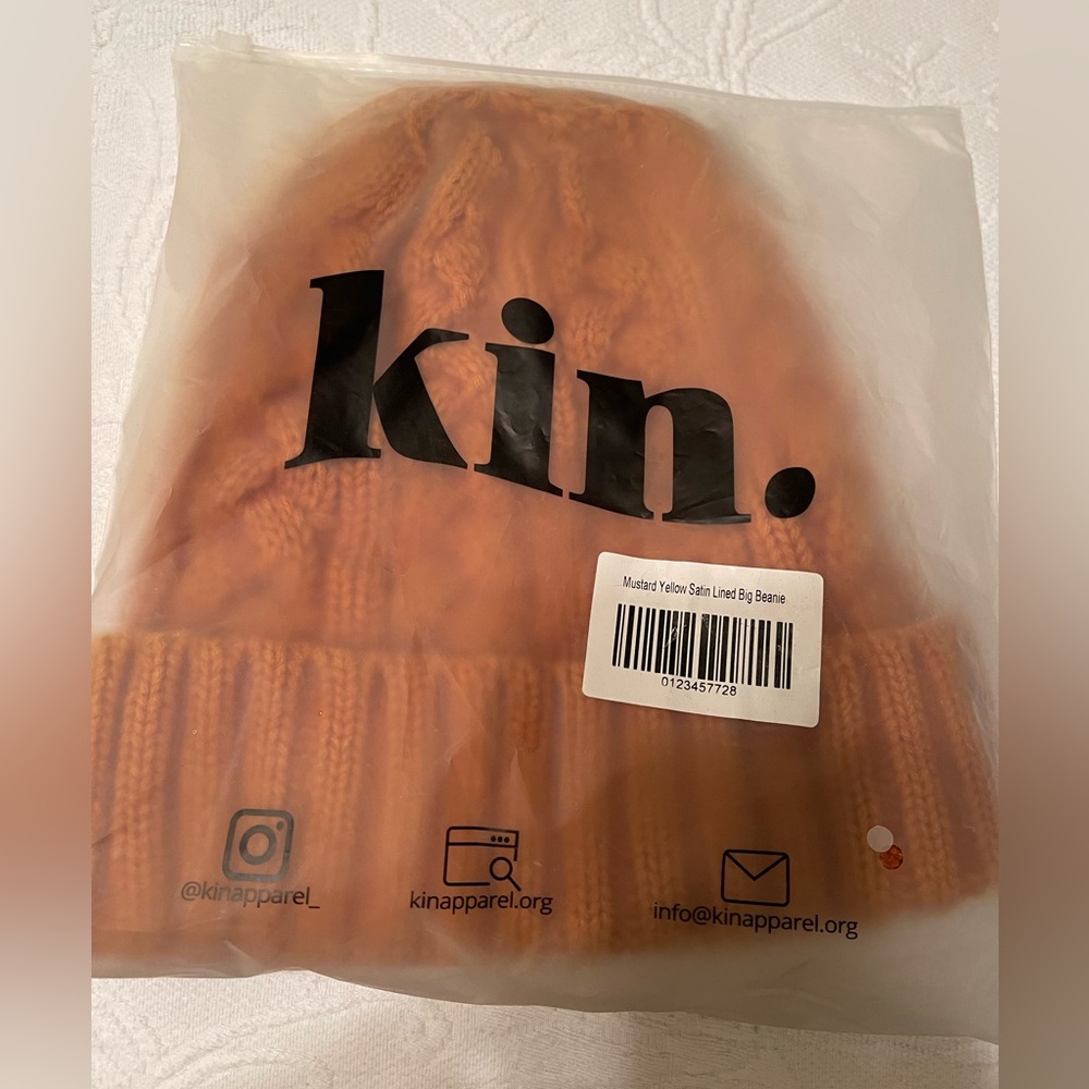 Kin Satin Lined Mustard Yellow Knit Beanie